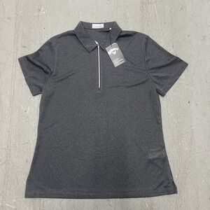 Callaway Women's‎ Large Gray Opti-Dri 1/4 Zip Golf Short Sleeve Polo Shirt